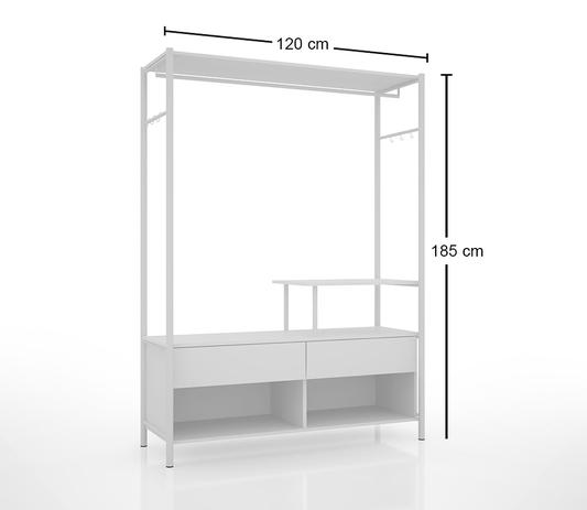 Armário Guarda Roupas Multiuso Barcelona com Gaveta - Branco - Flex mesas e cadeiras Menor preço em Armário Guarda Roupas Multiuso Barcelona com Gaveta - Branco - Flex mesas e cadeiras