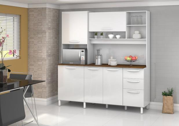 Armário Kit Cozinha Completa 5 Portas Branco - Vitamov Menor preço em Armário Kit Cozinha Completa 5 Portas Branco - Vitamov