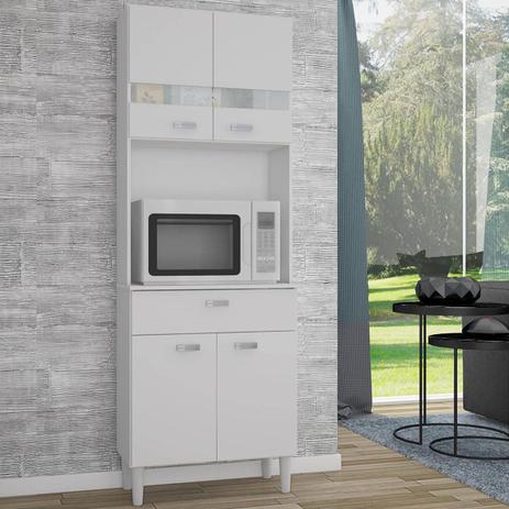Armário Kit Cozinha Manu 4 Portas e 01 Gaveta Branco - Poquema Menor preço em Armário Kit Cozinha Manu 4 Portas e 01 Gaveta Branco - Poquema