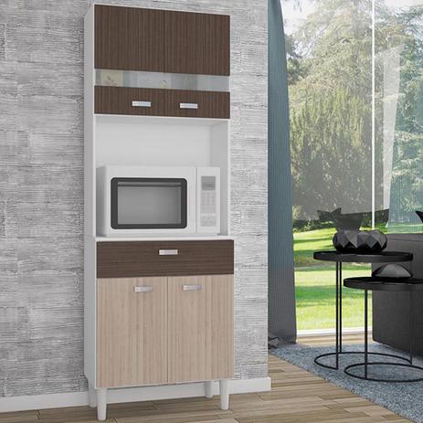 Armário Kit Cozinha Manu 4 Portas e 1 Gaveta Amêndoa/Cappuccino - Poquema Menor preço em Armário Kit Cozinha Manu 4 Portas e 1 Gaveta Amêndoa/Cappuccino - Poquema