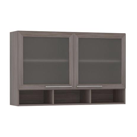 Armário Luciane 120cm 2 Portas com Vidro com Nicho Cannes Menor preço em Armário Luciane 120cm 2 Portas com Vidro com Nicho Cannes