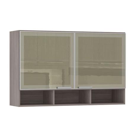 Armário Luciane 120cm 2 Portas com Vidro Reflecta Bronze com Nicho Cannes Menor preço em Armário Luciane 120cm 2 Portas com Vidro Reflecta Bronze com Nicho Cannes
