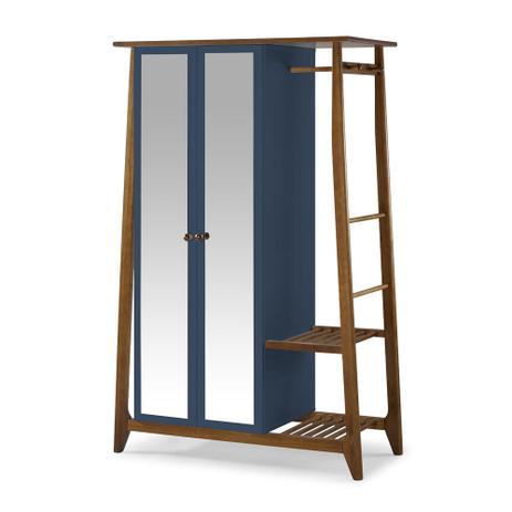 Armário Multiuso 2 Portas Stoka 982 Nogal/Azul Noite - Máxima móveis Menor preço em Armário Multiuso 2 Portas Stoka 982 Nogal/Azul Noite - Máxima móveis