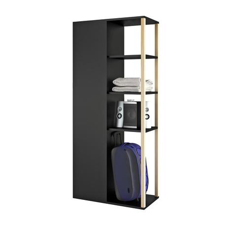 Armário Multiuso Vale Com 1 Porta 6 Prateleiras Preto Estilare Menor preço em Armário Multiuso Vale Com 1 Porta 6 Prateleiras Preto Estilare