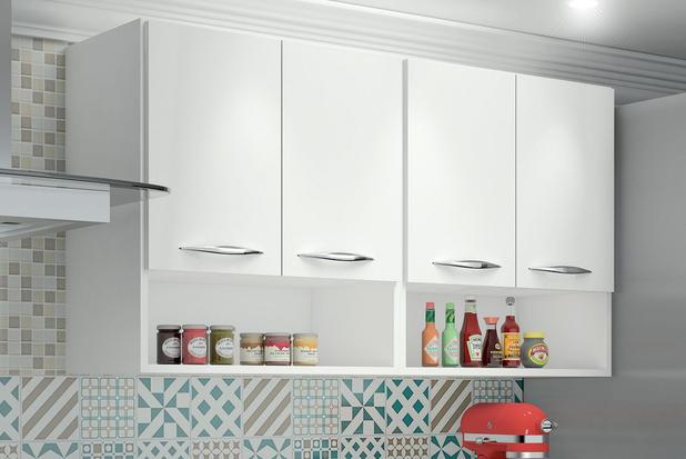 pic Armario De Cozinha Suspenso Branco armario parede suspenso branco multiuso cozinha 4 portas clickforte