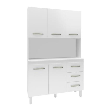 Armário Pequeno de Cozinha Compacto 5 portas 3 gavetas Amélia Moblis Móveis Branco Frente Branca Menor preço em Armário Pequeno de Cozinha Compacto 5 portas 3 gavetas Amélia Moblis Móveis Branco Frente Branca