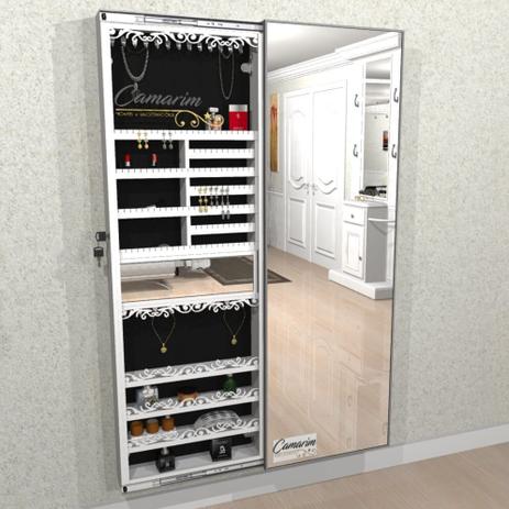 Armário Porta Joia COMPLETO (1,80 - BRANCO), Porta De Espelho em Moldura de Alumínio - Camarim móveis Menor preço em Armário Porta Joia COMPLETO (1,80 - BRANCO), Porta De Espelho em Moldura de Alumínio - Camarim móveis
