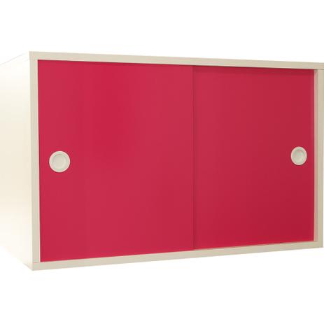 Armário Portas de Correr Young 74 Branco c/ Porta Rosa - Evolukit Menor preço em Armário Portas de Correr Young 74 Branco c/ Porta Rosa - Evolukit