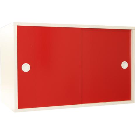 Armário Portas de Correr Young 74 Branco c/ Porta Vermelho - Evolukit Menor preço em Armário Portas de Correr Young 74 Branco c/ Porta Vermelho - Evolukit