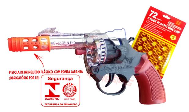 Arma De Brinquedo Preto Espoleta Revólver Cap Gun Plástico