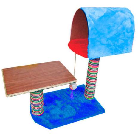 Arranhador Para Gatos Casa Piso Pelúcia Sisal Azul - Murano Menor preço em Arranhador Para Gatos Casa Piso Pelúcia Sisal Azul - Murano