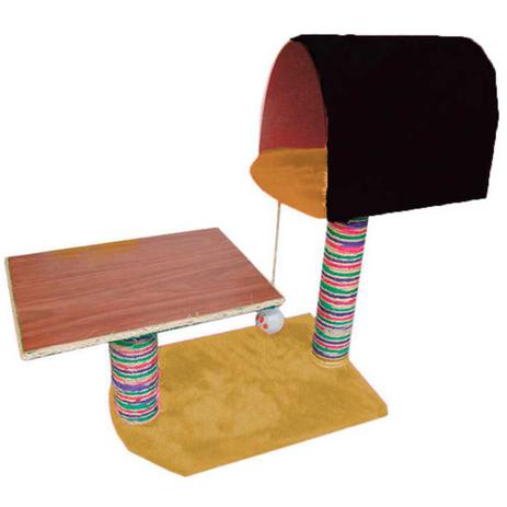 Arranhador Para Gatos Casa Piso Pelúcia Sisal Caramelo e Preto - Murano Menor preço em Arranhador Para Gatos Casa Piso Pelúcia Sisal Caramelo e Preto - Murano