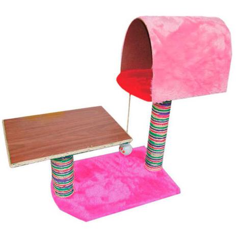 Arranhador Para Gatos Casa Piso Pelúcia Sisal Rosa - Murano Menor preço em Arranhador Para Gatos Casa Piso Pelúcia Sisal Rosa - Murano