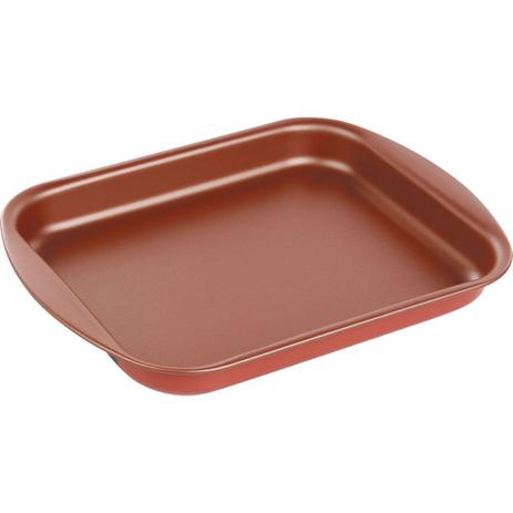 Assadeira Rasa 28cm Retangular Antiaderente Bakery Tramontina Cinza Menor preço em Assadeira Rasa 28cm Retangular Antiaderente Bakery Tramontina Cinza
