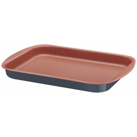 Assadeira Rasa Alumínio Antiaderente Bakery 34cm Tramontina Preto/Vermelho Menor preço em Assadeira Rasa Alumínio Antiaderente Bakery 34cm Tramontina Preto/Vermelho