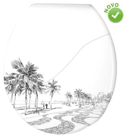 Assento Sanitário Almofadado Bellart Decorado Copacabana Branco - Durín Menor preço em Assento Sanitário Almofadado Bellart Decorado Copacabana Branco - Durín