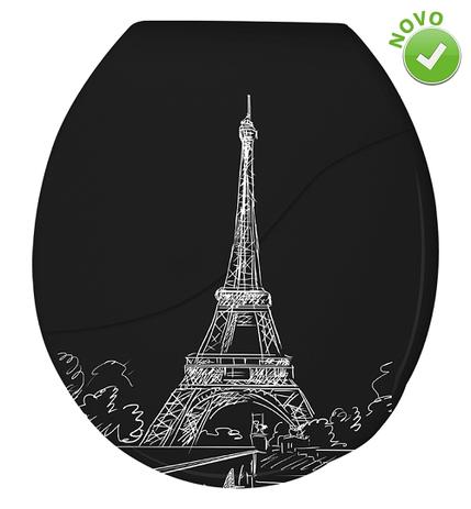 Assento Sanitário Almofadado Bellart Decorado Paris Preto - Durín Menor preço em Assento Sanitário Almofadado Bellart Decorado Paris Preto - Durín
