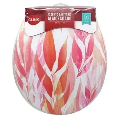 Assento Sanitário Almofadado Convencional Oval Decorado Folhagem Tampa para Vaso Todas as Marcas - Clink Menor preço em Assento Sanitário Almofadado Convencional Oval Decorado Folhagem Tampa para Vaso Todas as Marcas - Clink