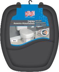 Assento Sanitário Almofadado Premium Thema Tampa Vaso Preto HERC Menor preço em Assento Sanitário Almofadado Premium Thema Tampa Vaso Preto HERC