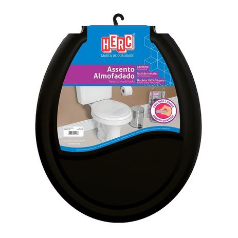 Assento sanitario almofadado preto - herc Menor preço em Assento sanitario almofadado preto - herc