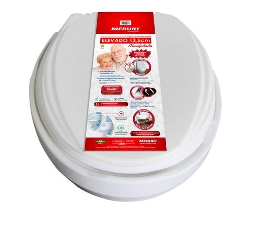 Assento Sanitario Elevado 13,5 cm Almofadado Tampa - Mebuki Menor preço em Assento Sanitario Elevado 13,5 cm Almofadado Tampa - Mebuki