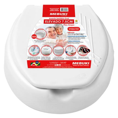 Assento Sanitário Elevado 7,5cm Convencional Mebuki Menor preço em Assento Sanitário Elevado 7,5cm Convencional Mebuki