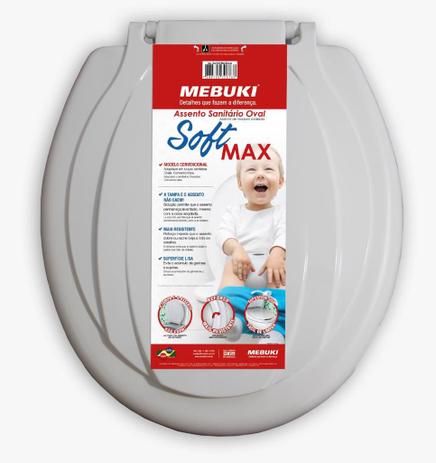 Assento sanitário Oval Soft MAX Reforçado Adaptável em louças convencionais ovais BRANCO - Mebuki Menor preço em Assento sanitário Oval Soft MAX Reforçado Adaptável em louças convencionais ovais BRANCO - Mebuki