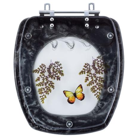 Assento Sanitário Poliéster Decorado Borboleta Primula Plus Preto para Vaso Fiori - Pontto lavabo Menor preço em Assento Sanitário Poliéster Decorado Borboleta Primula Plus Preto para Vaso Fiori - Pontto lavabo