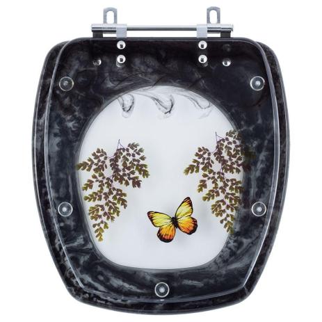 Assento Sanitário Poliéster Decorado Borboleta Thema Preto para Vaso Incepa - Pontto Lavabo Menor preço em Assento Sanitário Poliéster Decorado Borboleta Thema Preto para Vaso Incepa - Pontto Lavabo