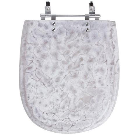 Assento Sanitário Poliéster Decorado Marmorizado Life Branco para Vaso Celite - Pontto lavabo Menor preço em Assento Sanitário Poliéster Decorado Marmorizado Life Branco para Vaso Celite - Pontto lavabo