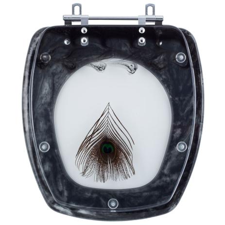 Assento Sanitário Poliéster Decorado Pena de Pavão Fit Preta para Vaso Celite - Pontto lavabo é boa?