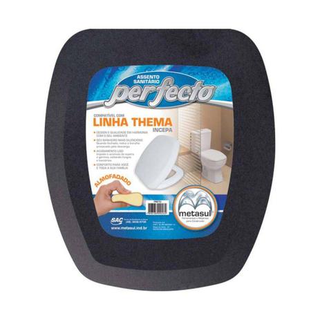 Assento Sanitário Preto Almofadada Retangular Thema Menor preço em Assento Sanitário Preto Almofadada Retangular Thema