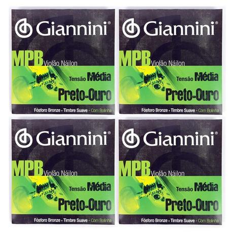 Atacado 4 Encordoamento Corda Violão Nylon Giannini MPB Menor preço em Atacado 4 Encordoamento Corda Violão Nylon Giannini MPB