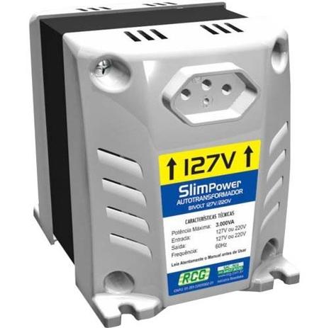 Auto Transformador 110 220Vac 2000Va Slim Power Prata RCG Menor preço em Auto Transformador 110 220Vac 2000Va Slim Power Prata RCG