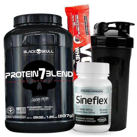 Auxília no emagrecimento Perda Peso - Whey Protein 7 Blend 837g Sineflex 150caps Coqueteleira - Black skull Menor preço em Auxília no emagrecimento Perda Peso - Whey Protein 7 Blend 837g Sineflex 150caps Coqueteleira - Black skull