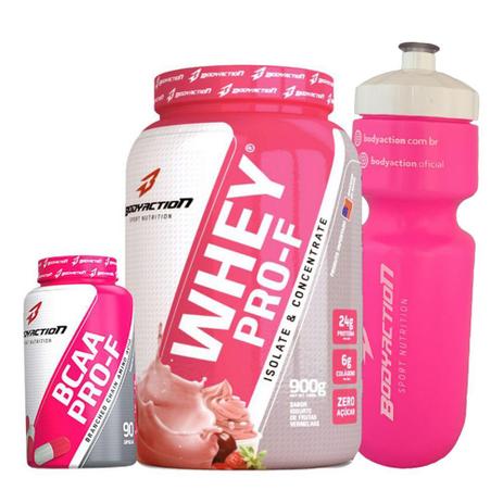 Auxílio aumento de massa muscular Whey Protein Isolado Concentrado Bcaa PRO-F Squeeze Garrafa - Body action é boa?
