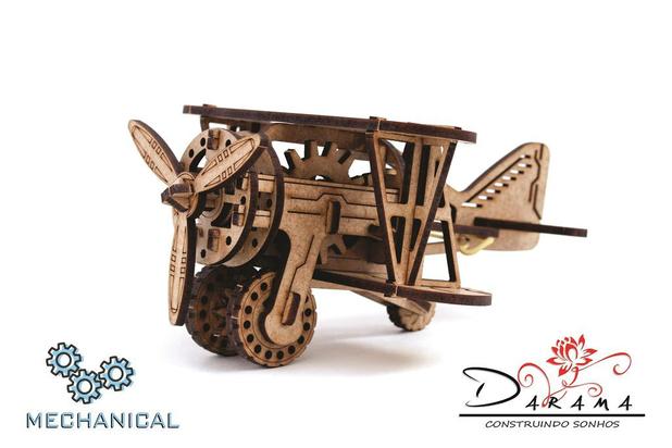 Avião biplano - quebra cabeças 3d mecânico em mdf - darama Menor preço em Avião biplano - quebra cabeças 3d mecânico em mdf - darama