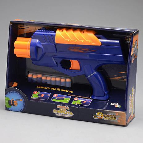 Azul 9 Dardos Lançador Hora da Disputa - Unik Toys LD1816-2 Menor preço em Azul 9 Dardos Lançador Hora da Disputa - Unik Toys LD1816-2