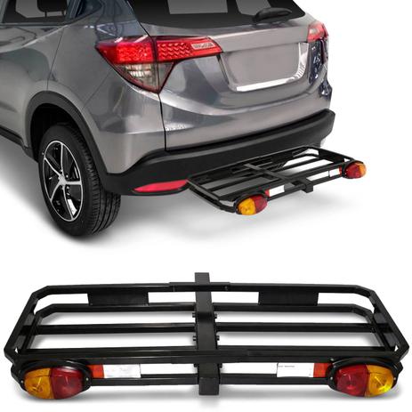 Bagageiro Traseiro Universal Preto Em Aço Carbono Compatível com Engate Quadrado - Top gear Menor preço em Bagageiro Traseiro Universal Preto Em Aço Carbono Compatível com Engate Quadrado - Top gear