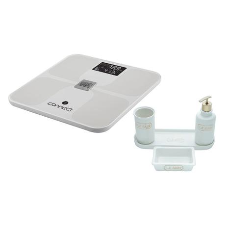 Balança de Banheiro Black+Decker BK75 Bluetooth c/ aplicativo até 150Kg + Kit p/ Banheiro Menor preço em Balança de Banheiro Black+Decker BK75 Bluetooth c/ aplicativo até 150Kg + Kit p/ Banheiro