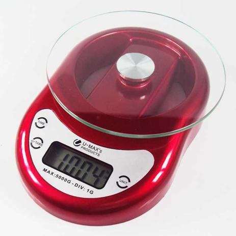 Balança de Cozinha com Bandeja em Vidro com Relógio Digital Capacidade 5Kg Divisão de 1g Vermelha EK-1 - Genérico Menor preço em Balança de Cozinha com Bandeja em Vidro com Relógio Digital Capacidade 5Kg Divisão de 1g Vermelha EK-1 - Genérico