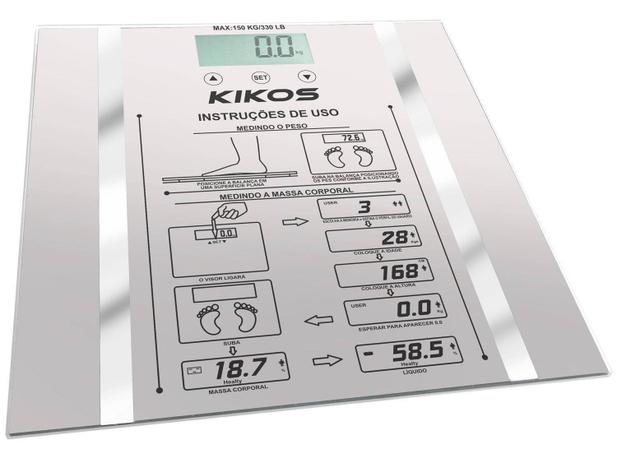 Balança Digital 150kg com Medidor de Gordura - Medição de Água corporal Kikos B-ISON - S