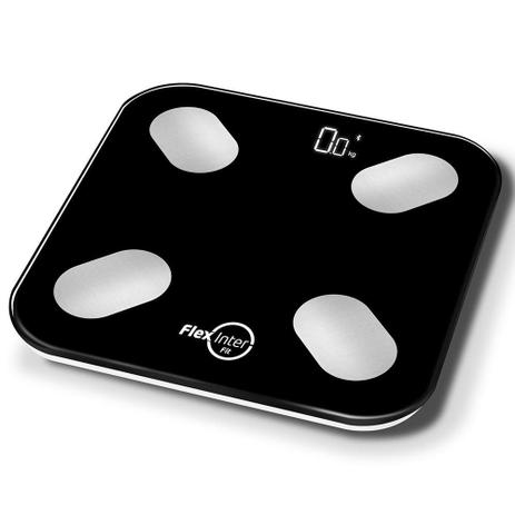 Balança Digital Banheiro Smart Corporal com Bioimpedância APP para Android e IOS Preto - FlexInter Menor preço em Balança Digital Banheiro Smart Corporal com Bioimpedância APP para Android e IOS Preto - FlexInter
