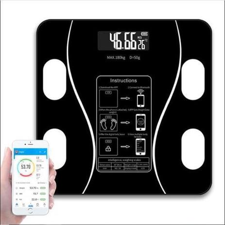 Balança Digital bioimpedancia Com Aplicativo Bluetooth Para Banheiro Base De Vidro temperado Atá 180kg - original line Menor preço em Balança Digital bioimpedancia Com Aplicativo Bluetooth Para Banheiro Base De Vidro temperado Atá 180kg - original line