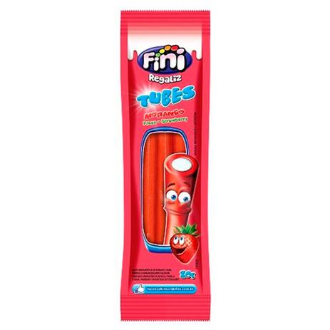 Balas de Gelatina Fini Tubes Morango 17g Menor preço em Balas de Gelatina Fini Tubes Morango 17g
