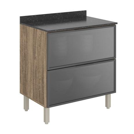 Balcão 2 Gavetões Vidro 80 Cm Com Tampo 100 MDF Kali Premium 3096.25 Cinza Carvalho Rustico Nicioli Menor preço em Balcão 2 Gavetões Vidro 80 Cm Com Tampo 100 MDF Kali Premium 3096.25 Cinza Carvalho Rustico Nicioli