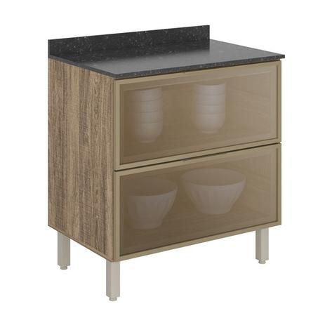 Balcão 2 Gavetões Vidro 80 Cm Com Tampo 100 MDF Kali Premium 3096.26 Suede Carvalho Rustico Nicioli Menor preço em Balcão 2 Gavetões Vidro 80 Cm Com Tampo 100 MDF Kali Premium 3096.26 Suede Carvalho Rustico Nicioli