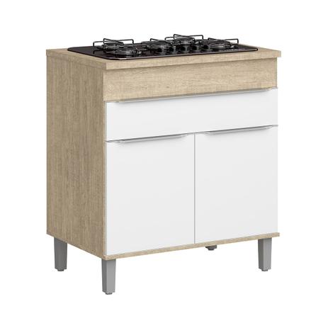 Balcão Com Tampo Decibal Slim CS601P 2 Portas Acácia/Nature/Branco - Decibal móveis Menor preço em Balcão Com Tampo Decibal Slim CS601P 2 Portas Acácia/Nature/Branco - Decibal móveis