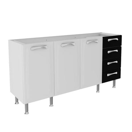 Balcão Cozinha Itatiaia Premium 3 Portas 4 Gavetas sem Tampo Branco/Preto IG4G4GDST-160 Menor preço em Balcão Cozinha Itatiaia Premium 3 Portas 4 Gavetas sem Tampo Branco/Preto IG4G4GDST-160
