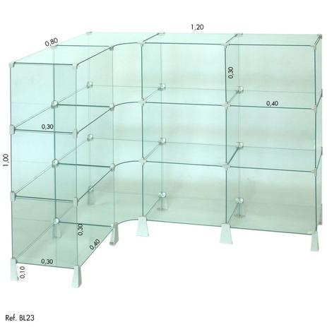 Balcão de Atendimento L Modulado em Vidro 1,20 x 1,00 x 0,80 - Balcãonet Menor preço em Balcão de Atendimento L Modulado em Vidro 1,20 x 1,00 x 0,80 - Balcãonet
